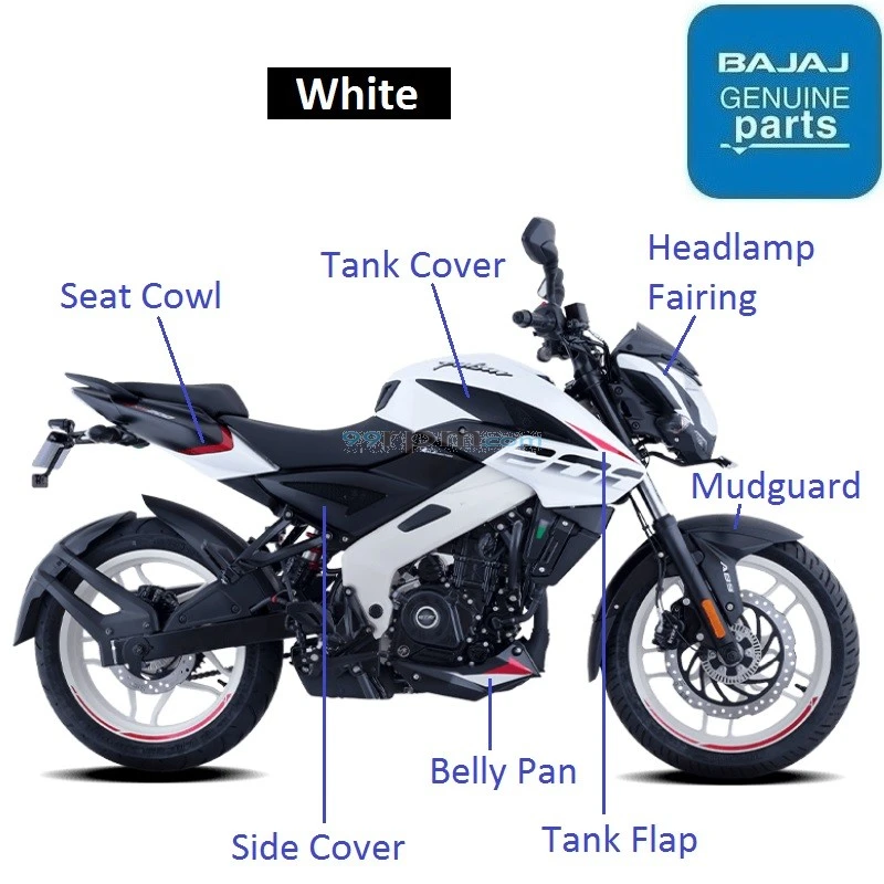 Bajaj Pulsar NS200 BS6 2021 2023 White Color Theme Painted Parts