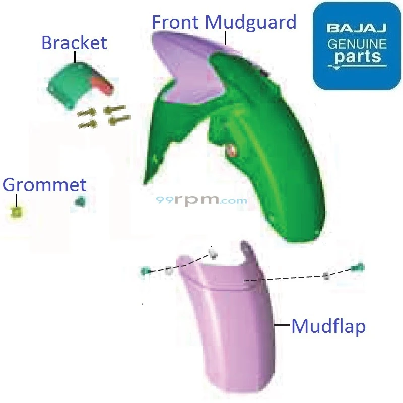 Pulsar 150 front mudguard blue price outlet