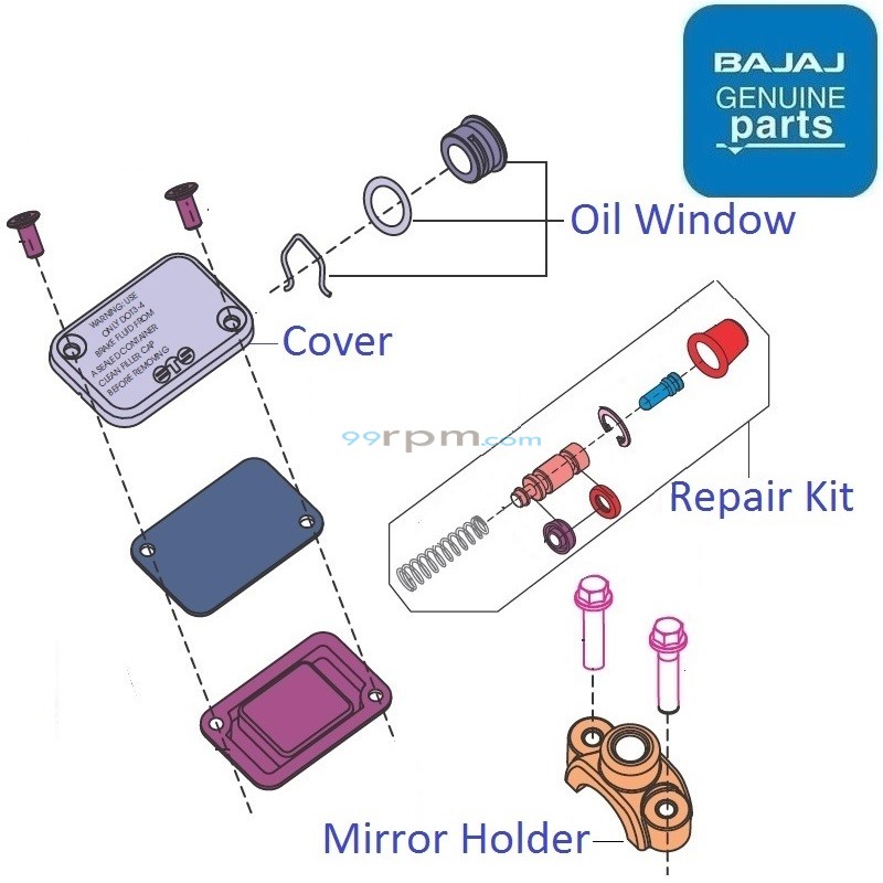 Bajaj Pulsar P150 Single Disc 2022 23 Front Master Cylinder Components