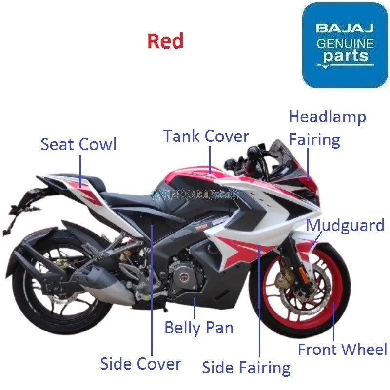 Bajaj Pulsar RS200 BS6 April Sept 2020 Red Color Theme Painted Parts
