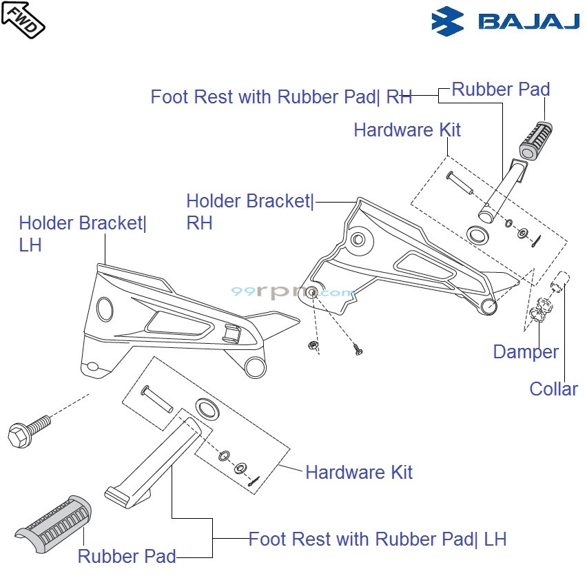 Bajaj Pulsar 150 UG4 DTS i Rear Foot Rest