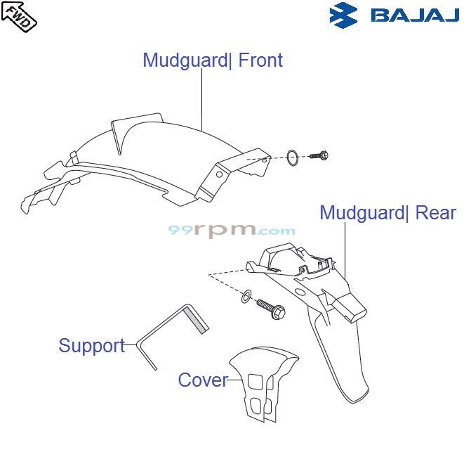 Bajaj Pulsar 150 UG4 DTS i Rear Mudguard