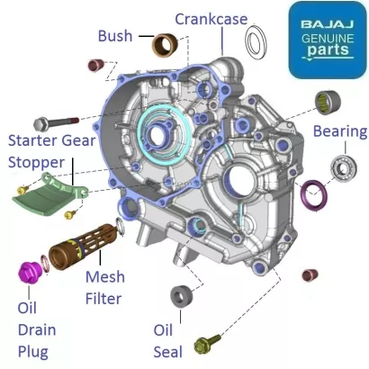 Discover 100T 2013 2014 Left Side Engine Crankcase