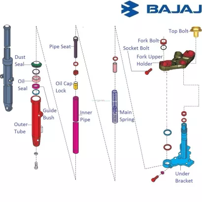 Bajaj Pulsar AS200 Front Suspension Fork Components