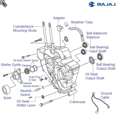 Bajaj Pulsar 150 UG4 DTS i Left Side Engine Crankcase and