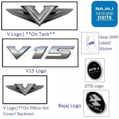 Bajaj V15 Logos Emblems