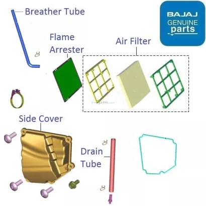 Platina 100 BS6 2020 21 Air Cleaner Components