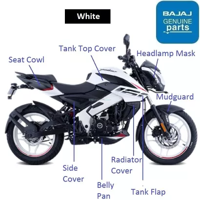 Bajaj Pulsar NS160 BS6 White Painted Parts Oct. 20 onwards