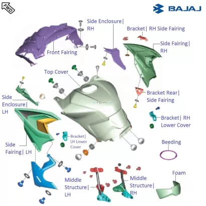 Bajaj Pulsar RS200 DTSi: Fuel Tank Cover