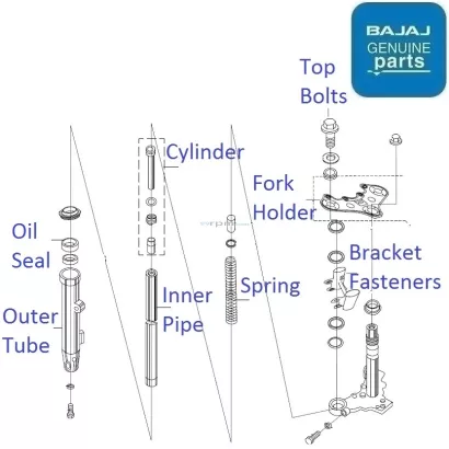 Bajaj XCD 135 Front Suspension Fork Components
